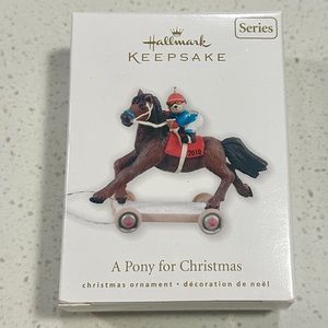 Hallmark Ornament A Pony For Christmas Bear Jockey 13th in Series 2010 Keepsake